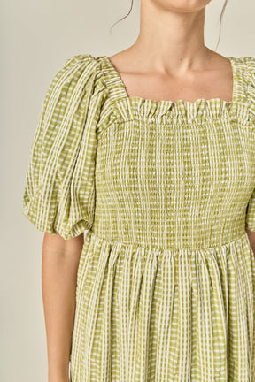 ENGLISH FACTORY - Gingham Striped Multi Tiered Maxi Dress - DRESSES available at Objectrare