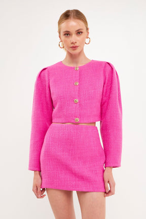 ENDLESS ROSE - Cropped Tweed Jacket - JACKETS available at Objectrare