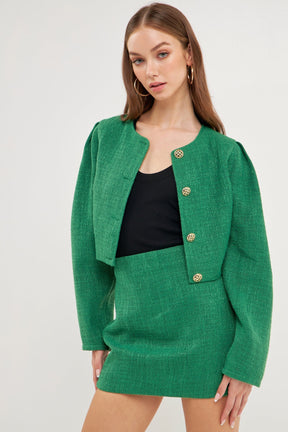 ENDLESS ROSE - Cropped Tweed Jacket - JACKETS available at Objectrare