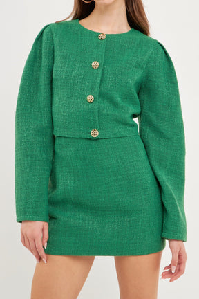ENDLESS ROSE - Cropped Tweed Jacket - JACKETS available at Objectrare