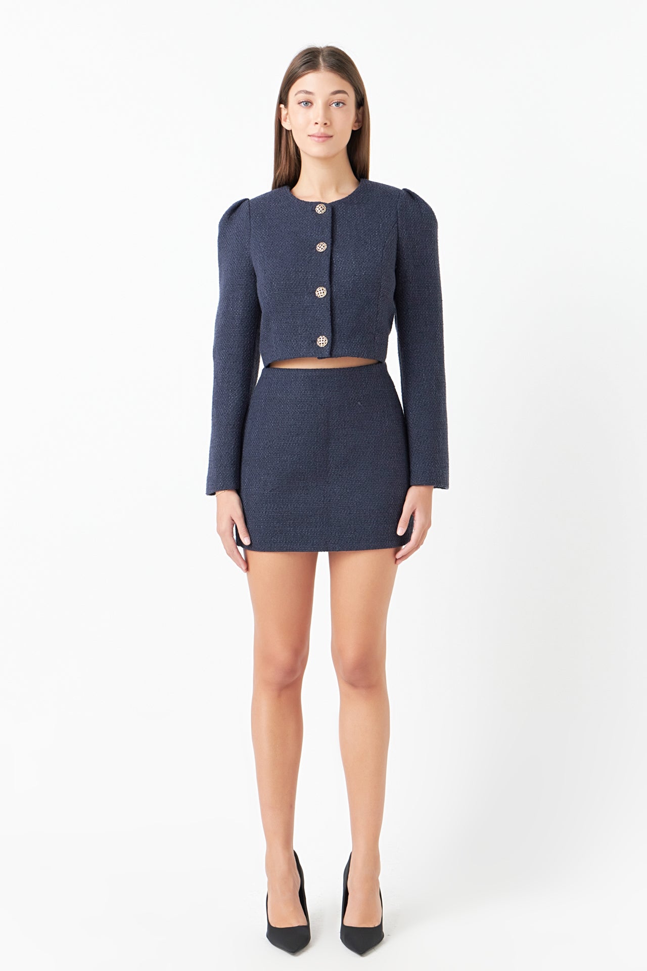 ENDLESS ROSE - Tweed H-Line Mini Skirt - SKIRTS available at Objectrare