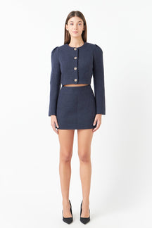 ENDLESS ROSE - Tweed H-Line Mini Skirt - SKIRTS available at Objectrare