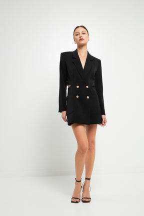 Cutout Open Back Blazer Romper