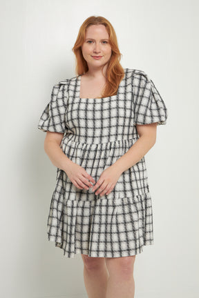 ENGLISH FACTORY - Tweed Mini Gingham Dress - DRESSES available at Objectrare