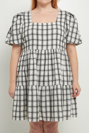 ENGLISH FACTORY - Tweed Mini Gingham Dress - DRESSES available at Objectrare