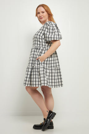 ENGLISH FACTORY - Tweed Mini Gingham Dress - DRESSES available at Objectrare