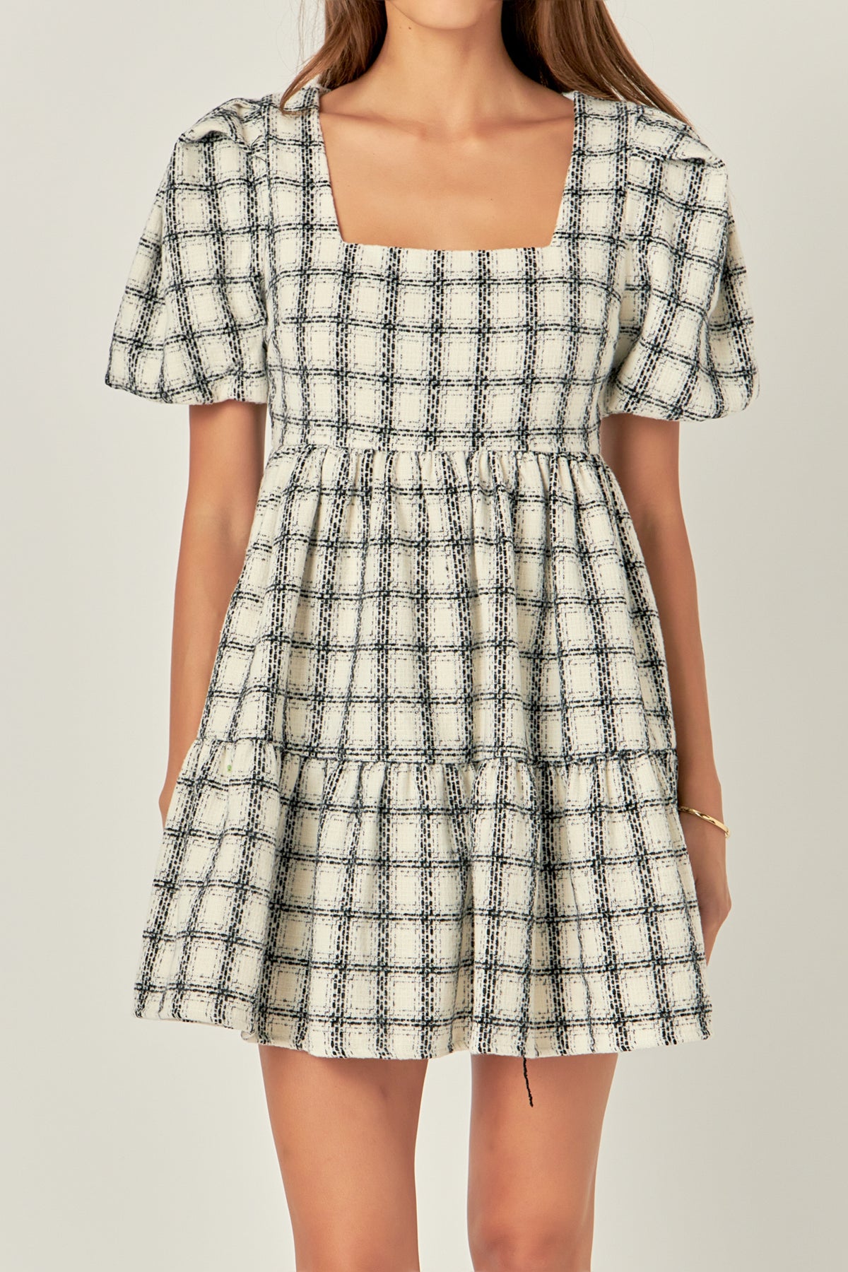 ENGLISH FACTORY - Tweed Mini Gingham Dress - DRESSES available at Objectrare