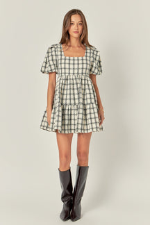 ENGLISH FACTORY - English Factory - Tweed Mini Gingham Dress - DRESSES available at Objectrare