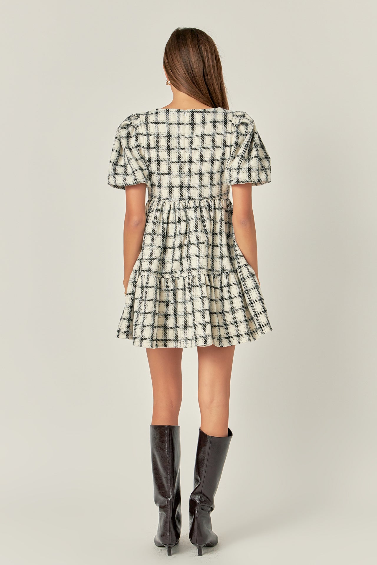 ENGLISH FACTORY - Tweed Mini Gingham Dress - DRESSES available at Objectrare