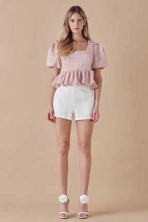 ENDLESS ROSE - Multi Tweed Baby Doll Top - TOPS available at Objectrare