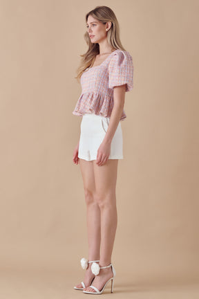 ENDLESS ROSE - Multi Tweed Baby Doll Top - TOPS available at Objectrare