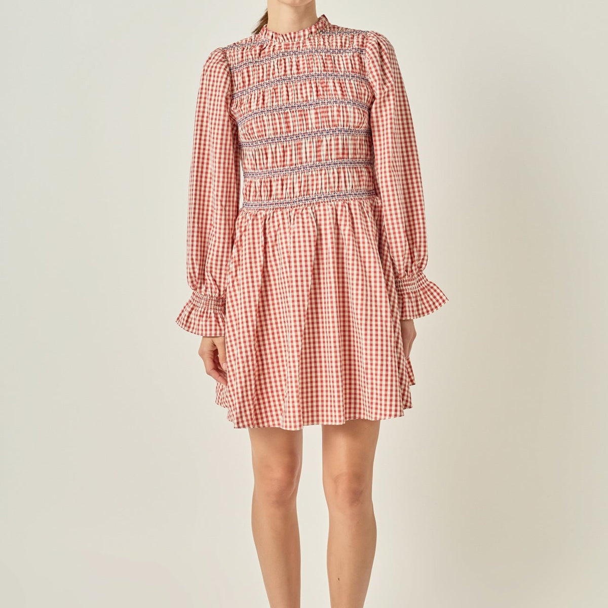 新品 ANDWANG Arrange Gingham Mini Dress S Gingham Mini Dress
