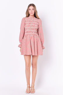 ENGLISH FACTORY - Long Sleeve Gingham Mini Dress - DRESSES available at Objectrare