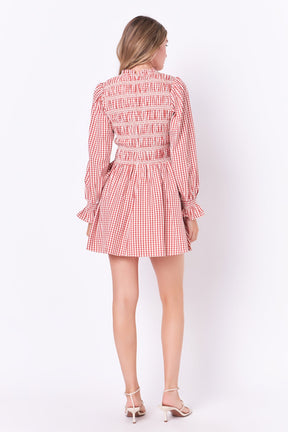 ENGLISH FACTORY - English Factory - Long Sleeve Gingham Mini Dress - DRESSES available at Objectrare