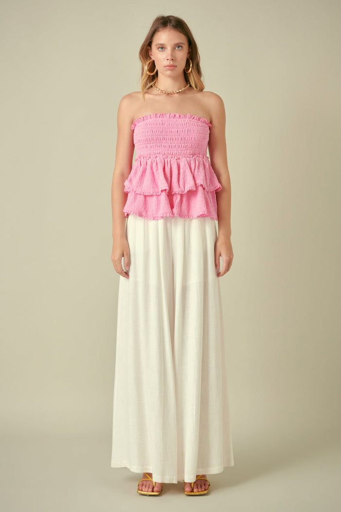 Stevie Smocked Ruffle Tube Top