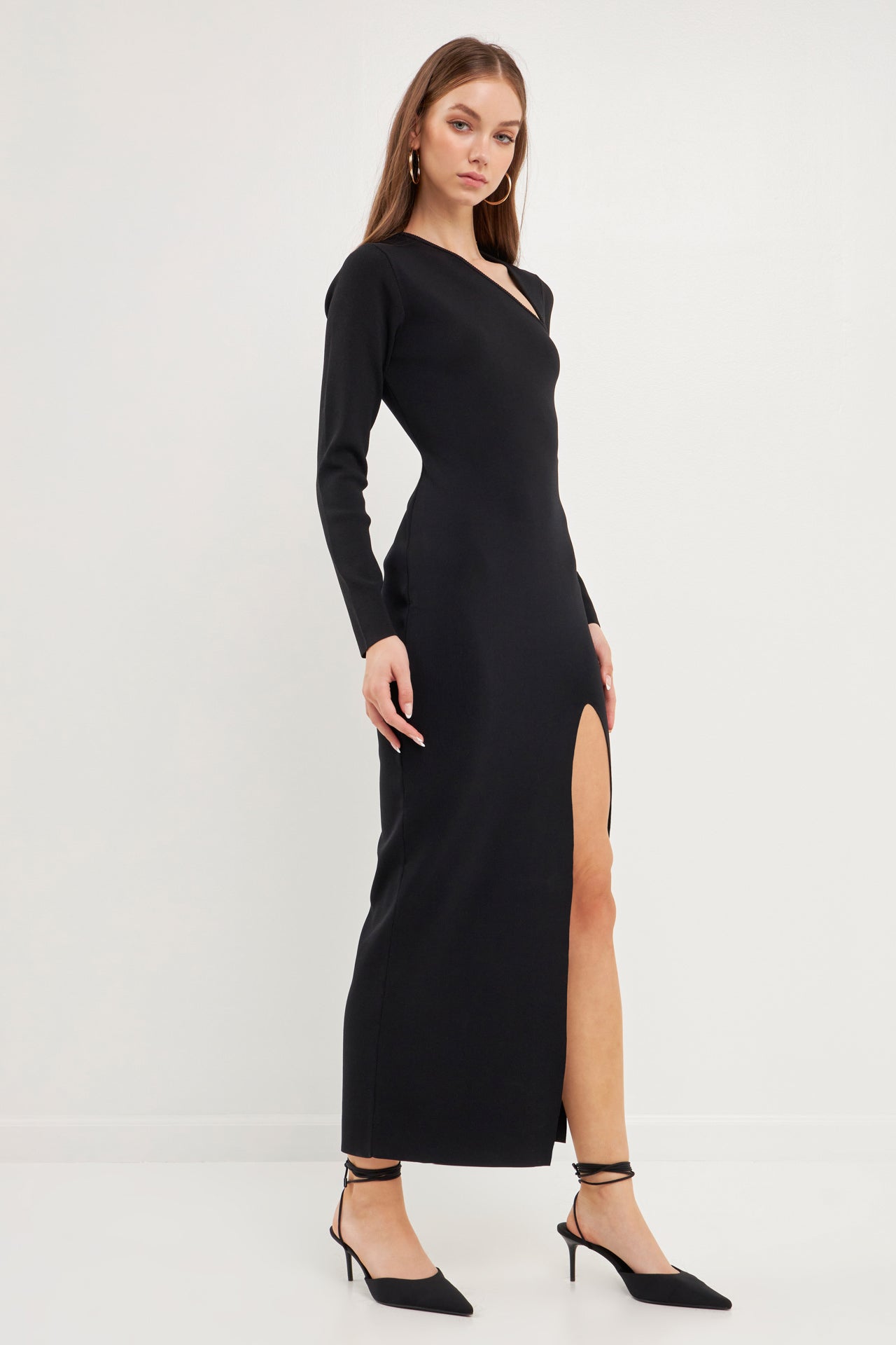 ENDLESS ROSE - Cut Out Long Sleeve Maxi Dress - DRESSES available at Objectrare