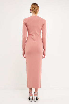 ENDLESS ROSE - Cut Out Long Sleeve Maxi Dress - DRESSES available at Objectrare