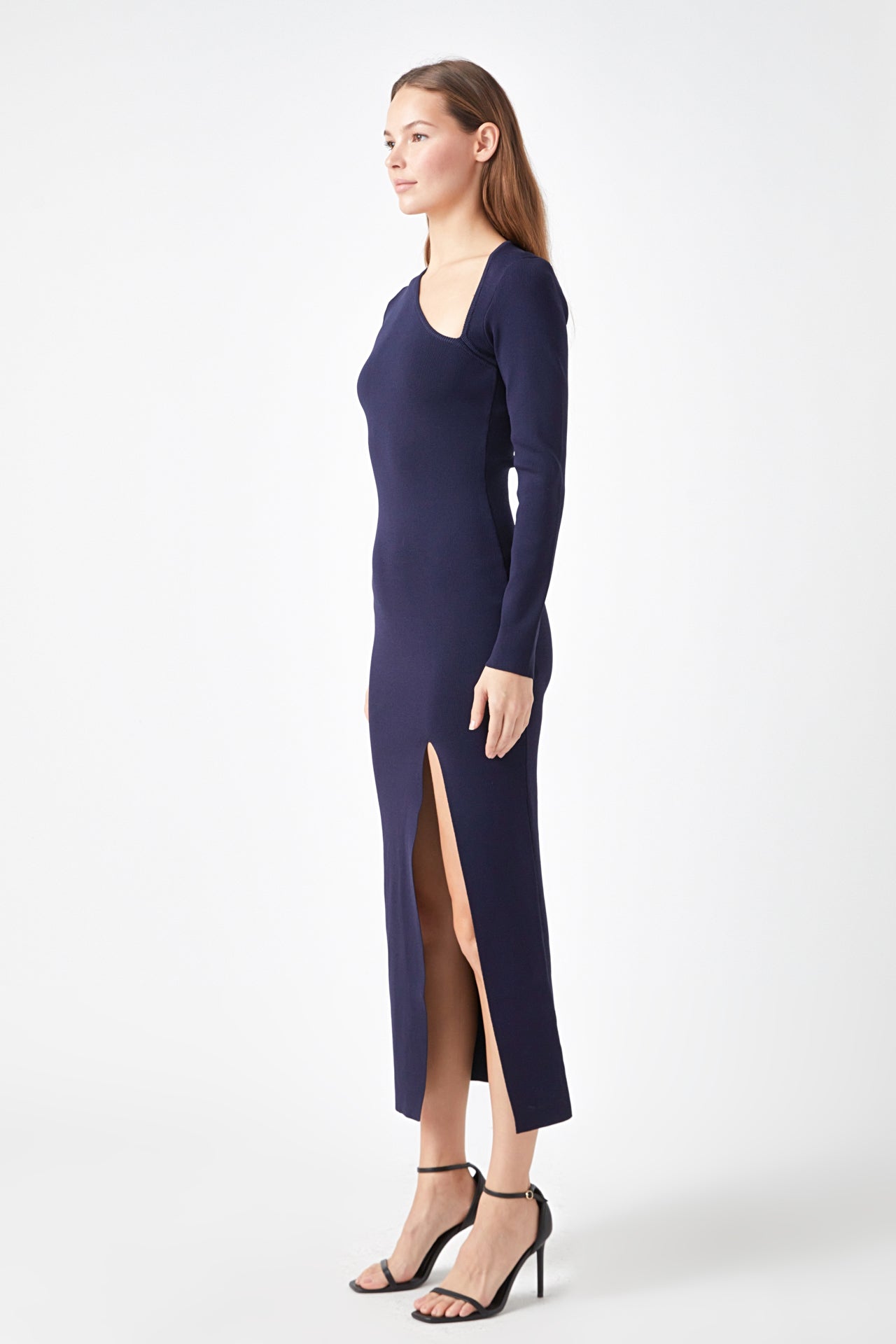 ENDLESS ROSE - Cut Out Long Sleeve Maxi Dress - DRESSES available at Objectrare