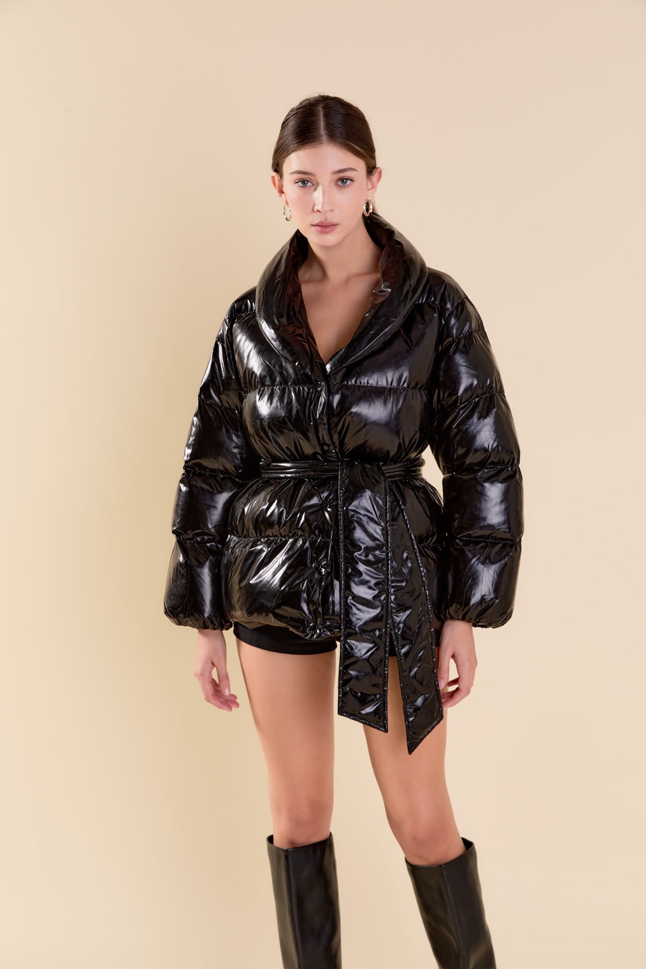 ENDLESS ROSE - Belted Puffer Jacket - JACKETS available at Objectrare