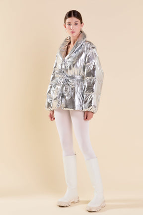 ENDLESS ROSE - Belted Puffer Jacket - JACKETS available at Objectrare