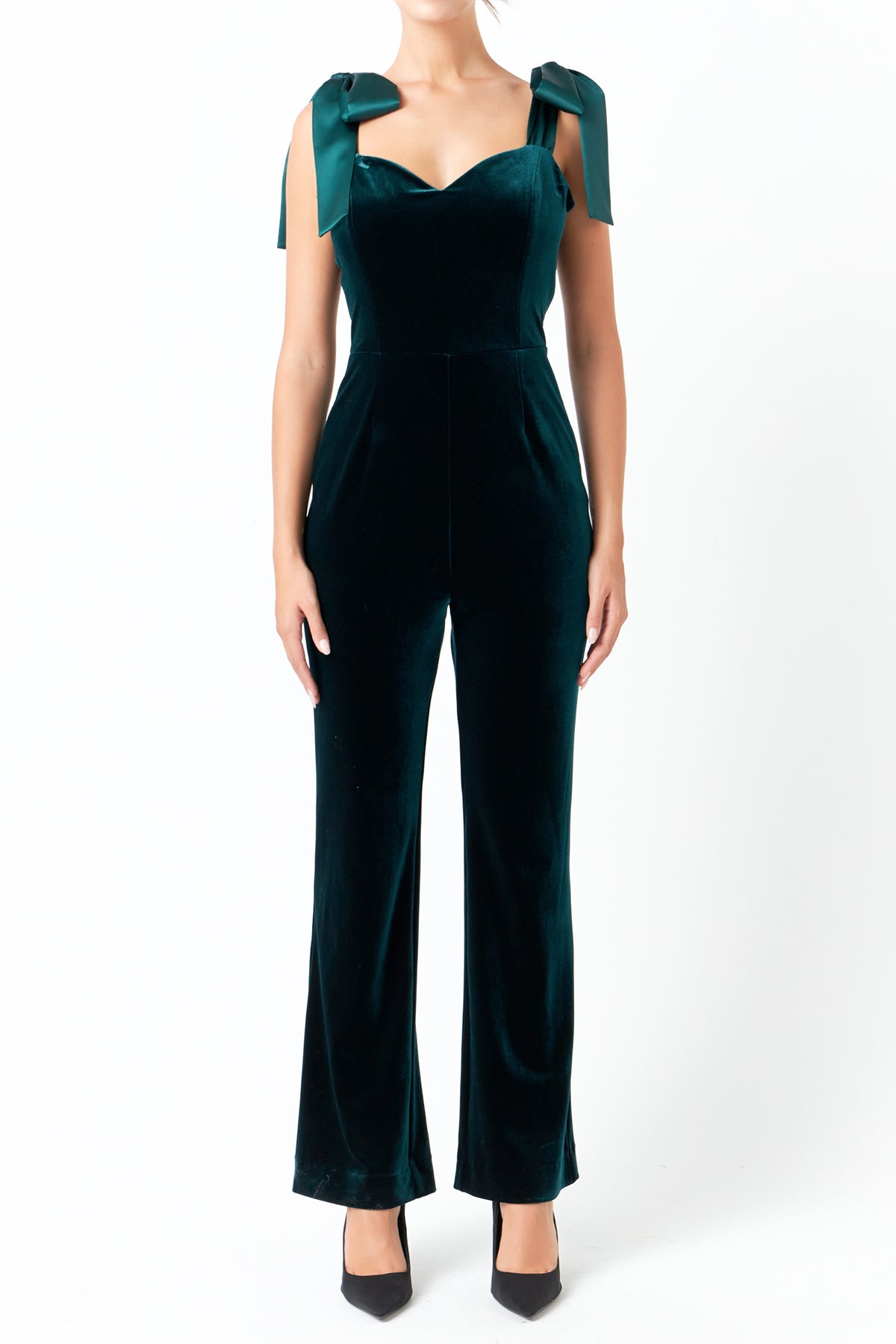 ENDLESS ROSE - Satin Velvet Sweetheart Jumpsuit - JUMPSUITS available at Objectrare