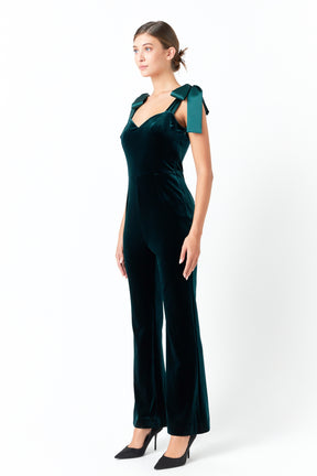 ENDLESS ROSE - Satin Velvet Sweetheart Jumpsuit - JUMPSUITS available at Objectrare