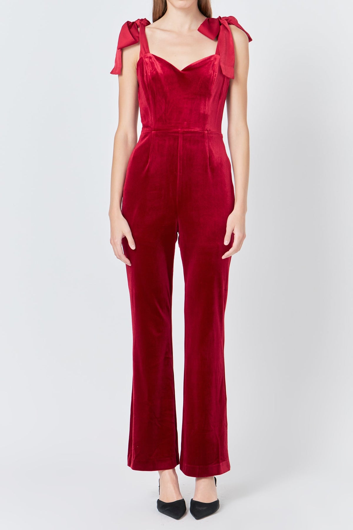 ENDLESS ROSE - Satin Velvet Sweetheart Jumpsuit - JUMPSUITS available at Objectrare