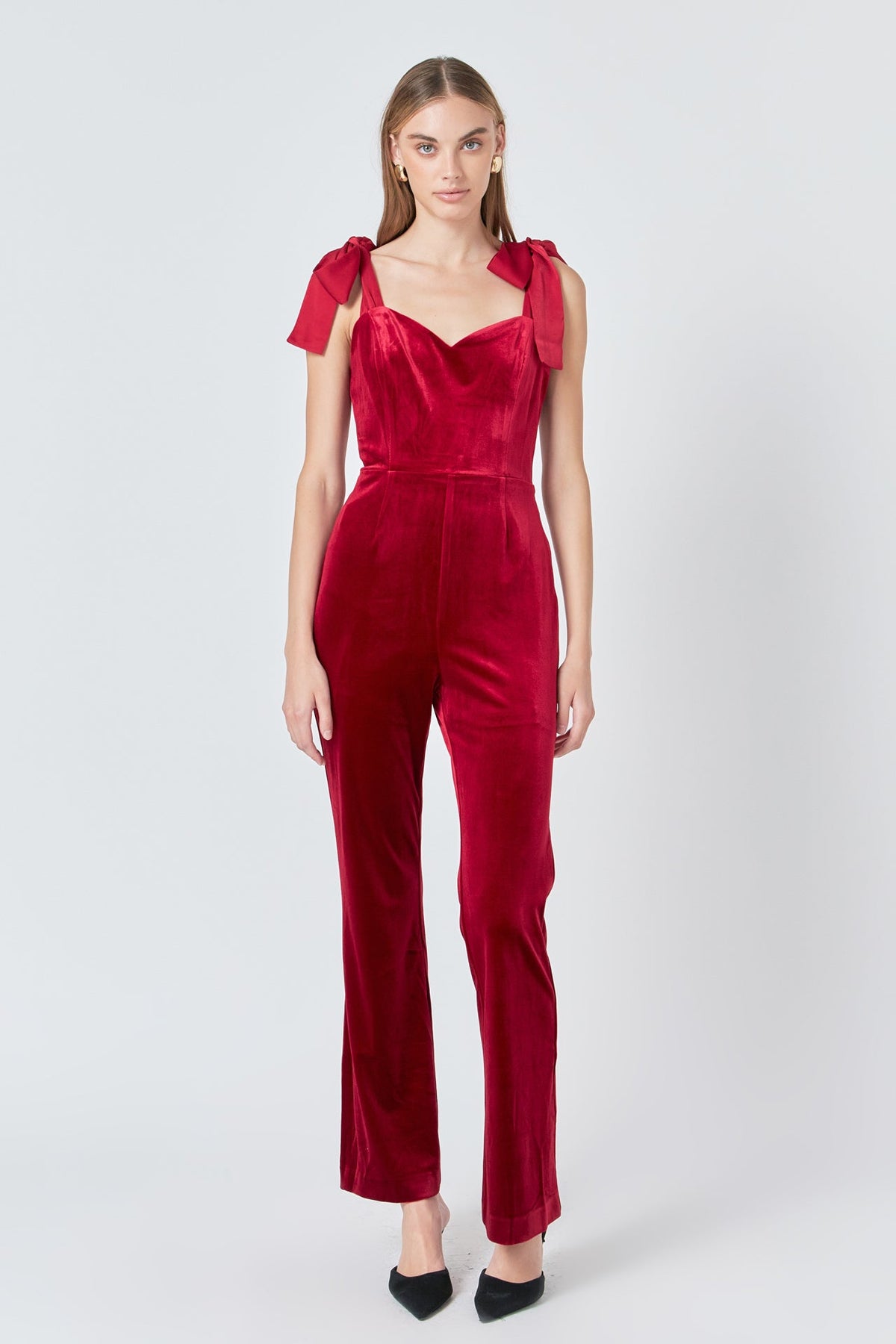 ENDLESS ROSE - Satin Velvet Sweetheart Jumpsuit - JUMPSUITS available at Objectrare