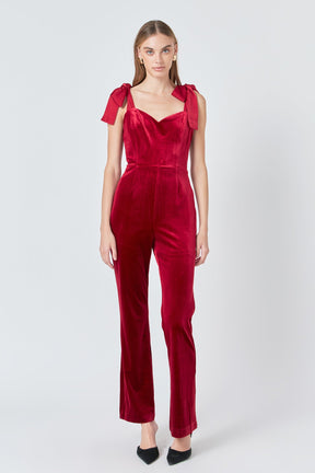 ENDLESS ROSE - Satin Velvet Sweetheart Jumpsuit - JUMPSUITS available at Objectrare