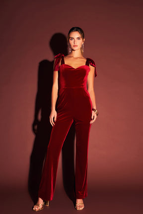 Satin Velvet Sweetheart Jumpsuit