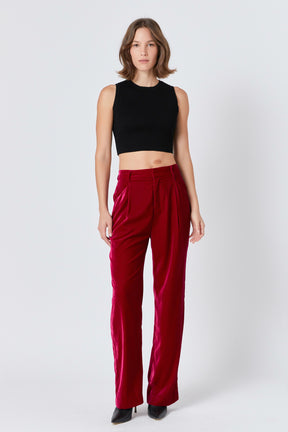 ENDLESS ROSE - High-Waisted Velvet Pants - PANTS available at Objectrare