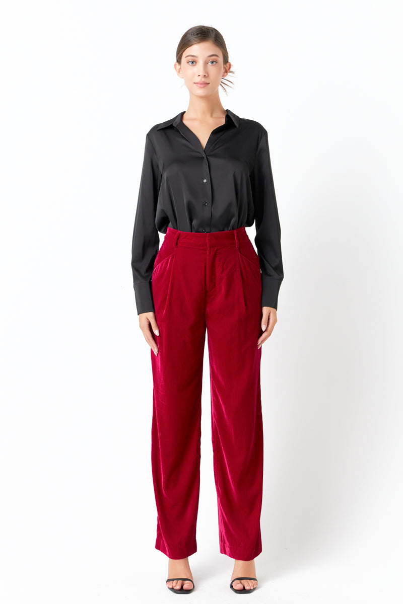 ENDLESS ROSE - High-Waisted Velvet Pants - PANTS available at Objectrare