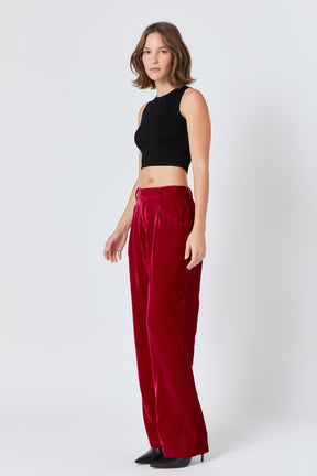 ENDLESS ROSE - High-Waisted Velvet Pants - PANTS available at Objectrare