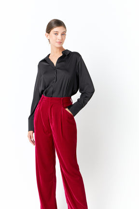 ENDLESS ROSE - High-Waisted Velvet Pants - PANTS available at Objectrare