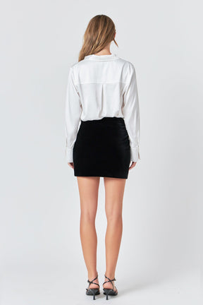 ENDLESS ROSE - Velvet Ruched Mini Skirt - SKIRTS available at Objectrare