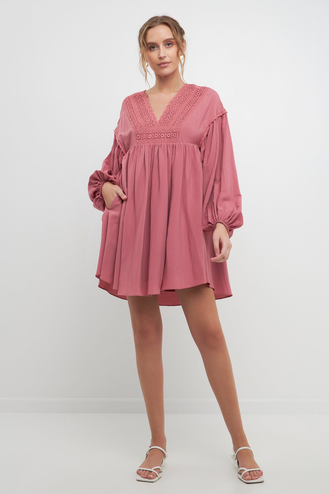 FREE THE ROSES - Free The Roses - Laced Blouson Sleeve Shift Dress - DRESSES available at Objectrare