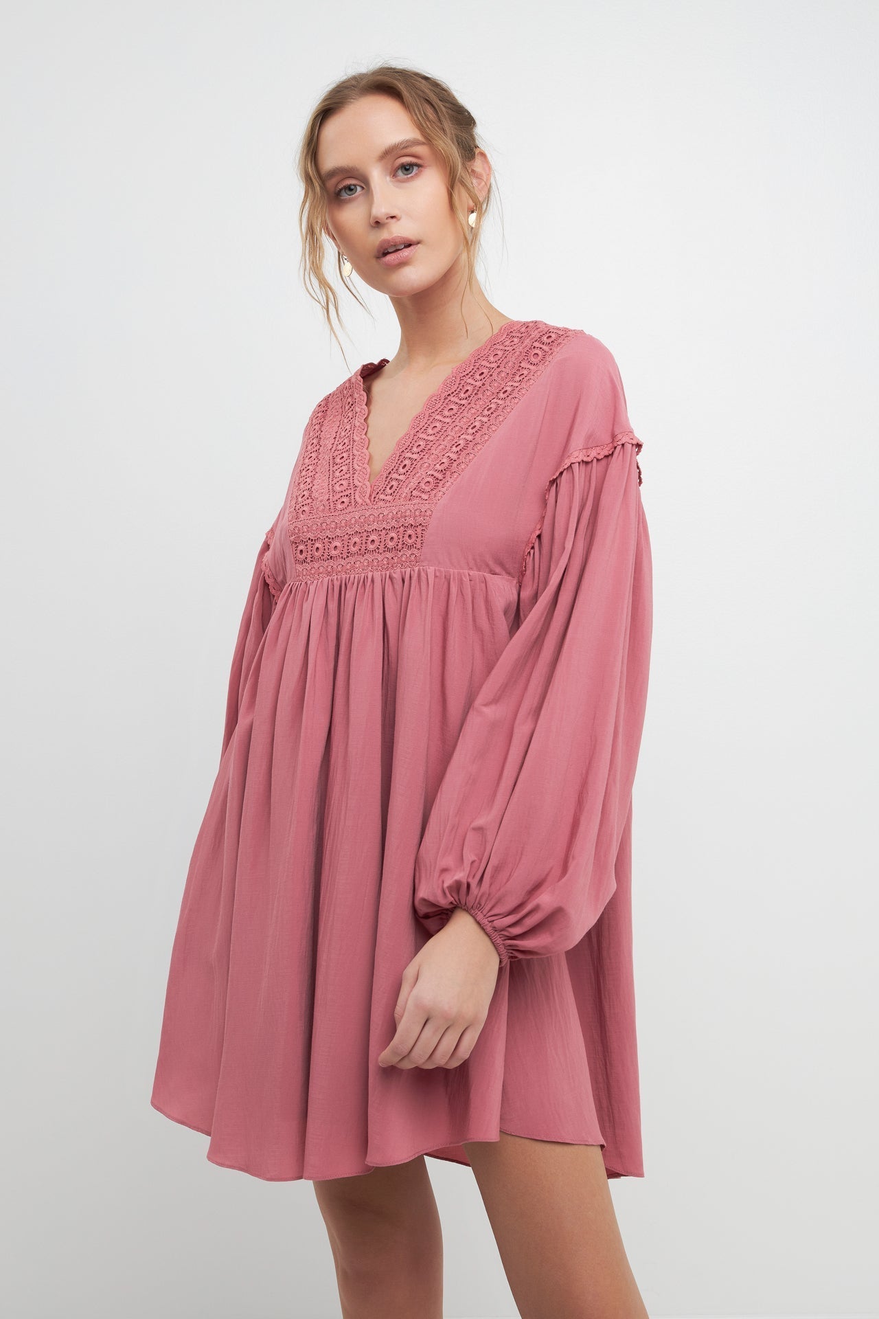 FREE THE ROSES - Free The Roses - Laced Blouson Sleeve Shift Dress - DRESSES available at Objectrare