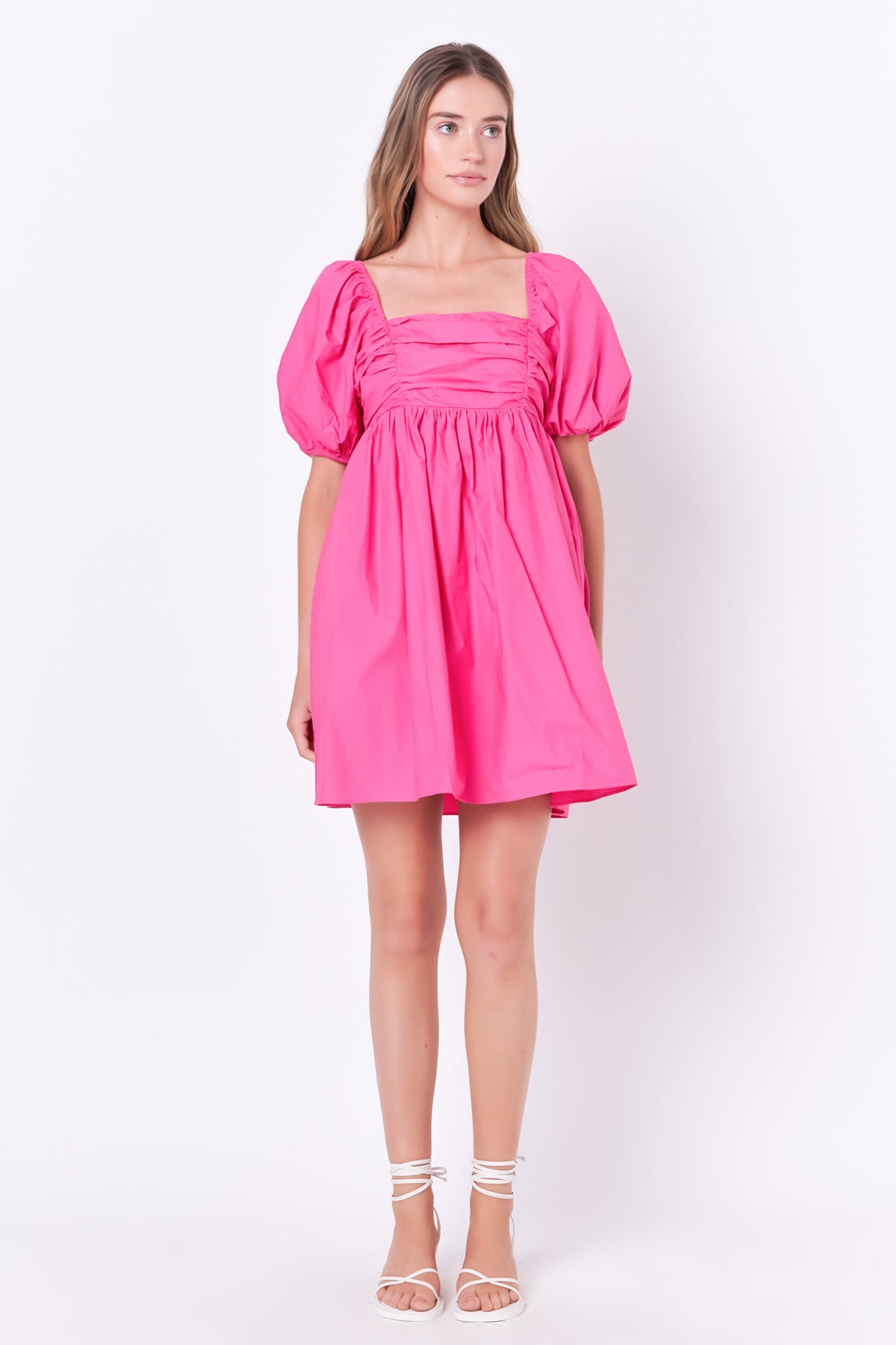 ENGLISH FACTORY - Poplin Ruched Bust Puff Sleeve Mini - DRESSES available at Objectrare