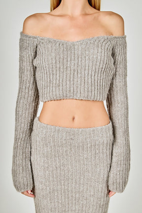 ENDLESS ROSE - Women's Cropped Long Sleeve Sweater - SWEATERS & KNITS available at Objectrare