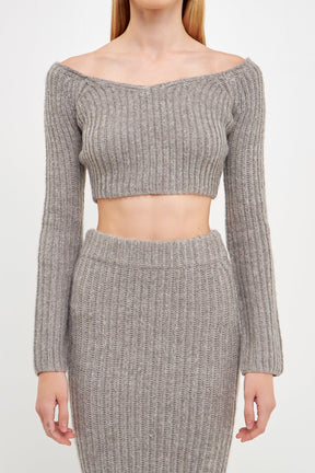 ENDLESS ROSE - Women's Cropped Long Sleeve Sweater - SWEATERS & KNITS available at Objectrare
