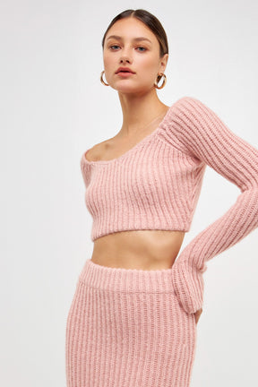 ENDLESS ROSE - Women's Cropped Long Sleeve Sweater - SWEATERS & KNITS available at Objectrare