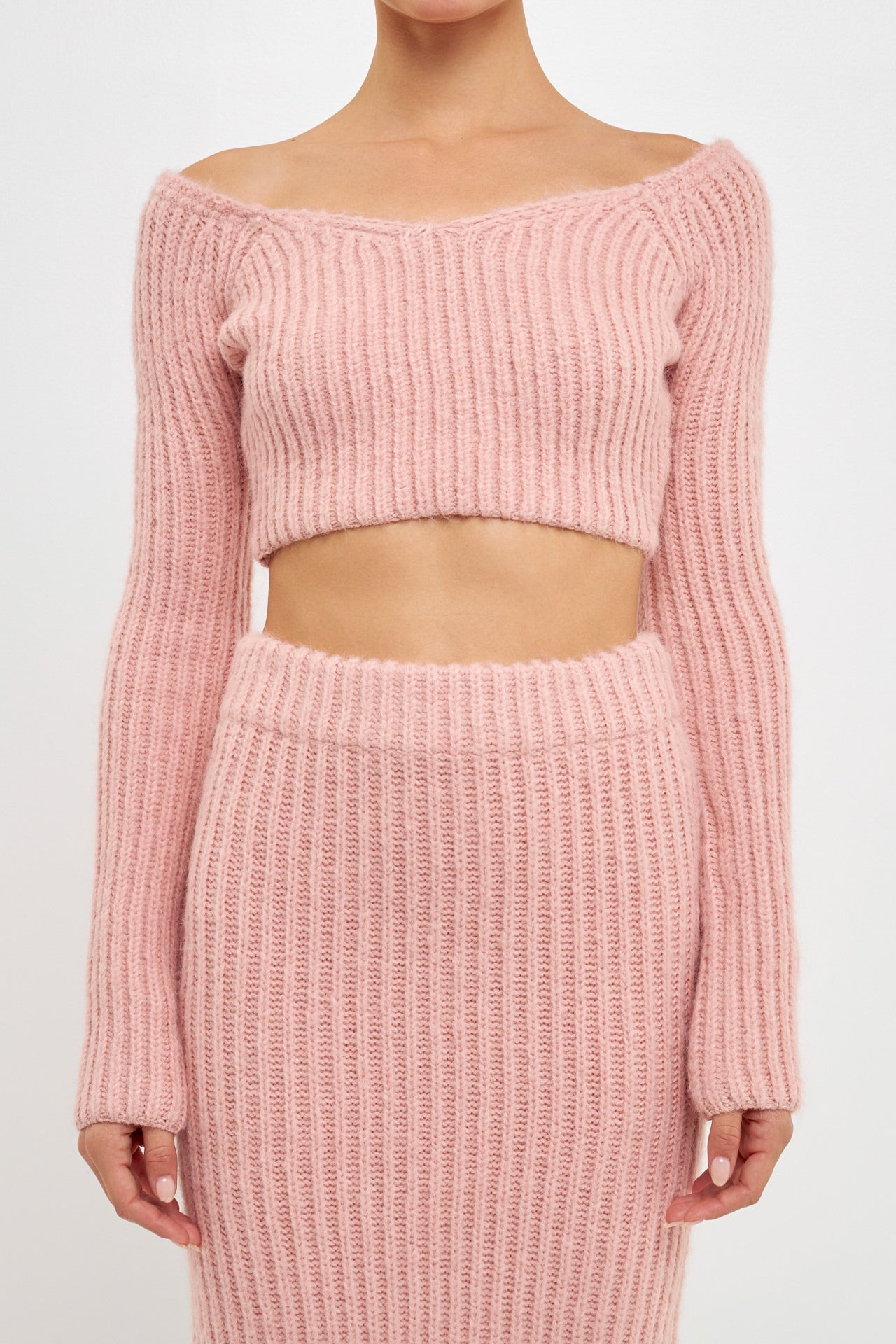 ENDLESS ROSE - Women's Cropped Long Sleeve Sweater - SWEATERS & KNITS available at Objectrare