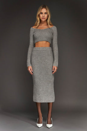 ENDLESS ROSE - High-Waisted Knit Midi Skirt - SKIRTS available at Objectrare