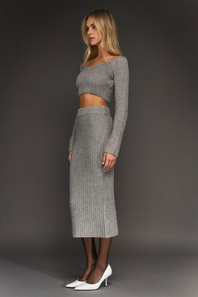 ENDLESS ROSE - High-Waisted Knit Midi Skirt - SKIRTS available at Objectrare