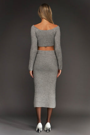 ENDLESS ROSE - High-Waisted Knit Midi Skirt - SKIRTS available at Objectrare