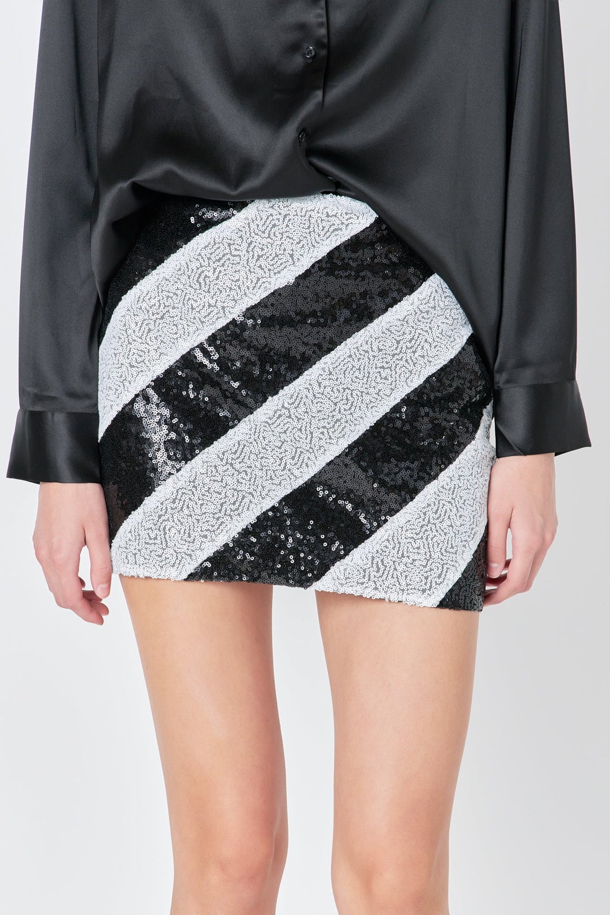 ENDLESS ROSE - Striped Sequins Skirt - SKIRTS available at Objectrare