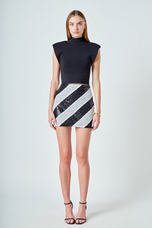 ENDLESS ROSE - Striped Sequins Skirt - SKIRTS available at Objectrare