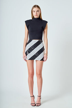 ENDLESS ROSE - Striped Sequins Skirt - SKIRTS available at Objectrare