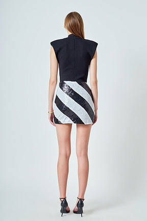 ENDLESS ROSE - Striped Sequins Skirt - SKIRTS available at Objectrare