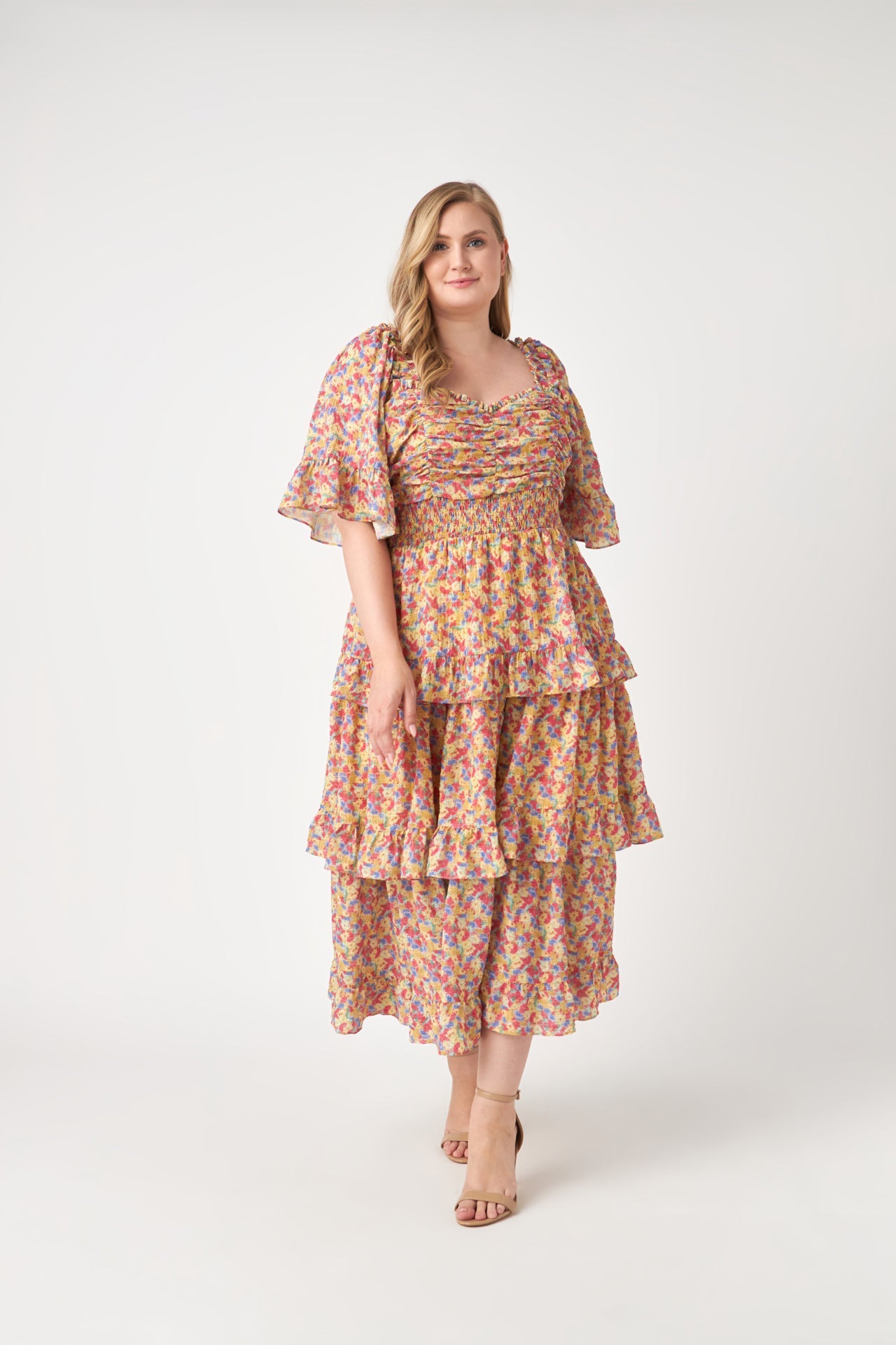 ENGLISH FACTORY - English Factory - Floral Smocked Ruffle Tiered Maxi Dress - DRESSES available at Objectrare